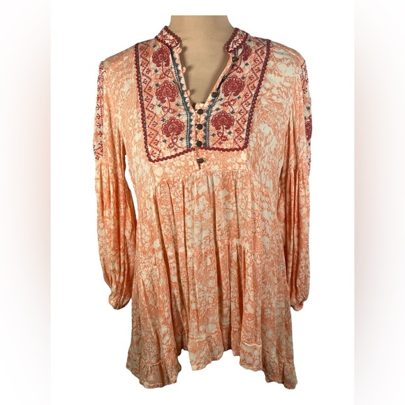Anthropologie Claudia Embroidered Babydoll Tunic Blouse Peasant Top Boho Small - Picture 4 of 11